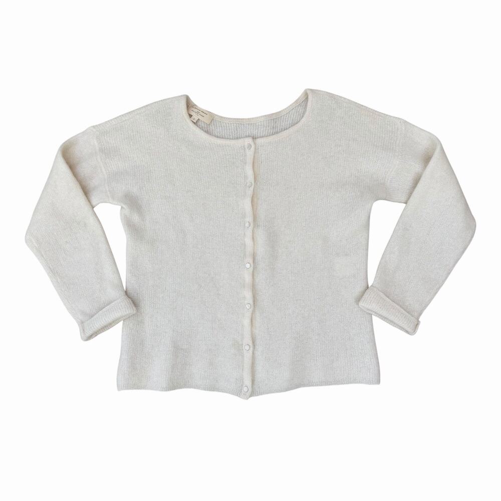 Sezane Gaspard Baby Alpaca & Mohair Blend Cardigan Sweater, Cream, Large